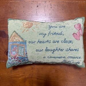 Tapestry pillow small “friends” heart house cozy